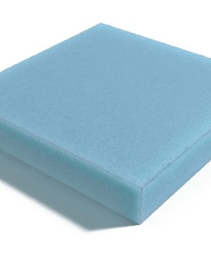 High-density square foam cushion in blue – custom cut for furniture seating