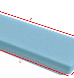 Mitred corner foam seat cushion in light blue