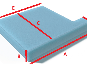 Custom L Shape (Right Lug) seat cushion foam cut to size