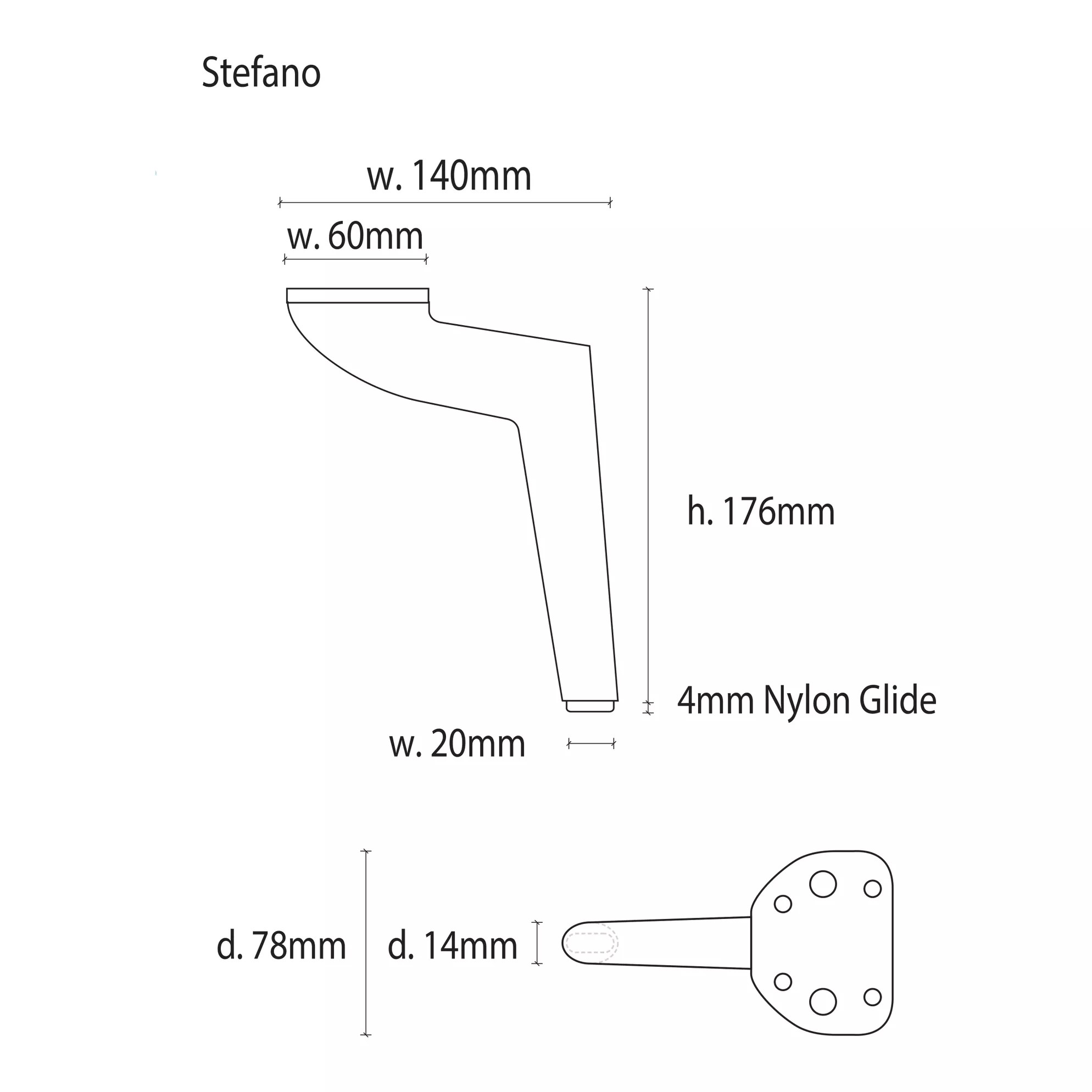 Stefano 180mm Leg Matte Black - Image 2