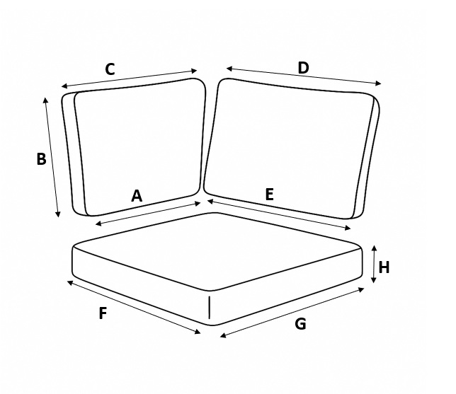 Corner seat & back with measureements