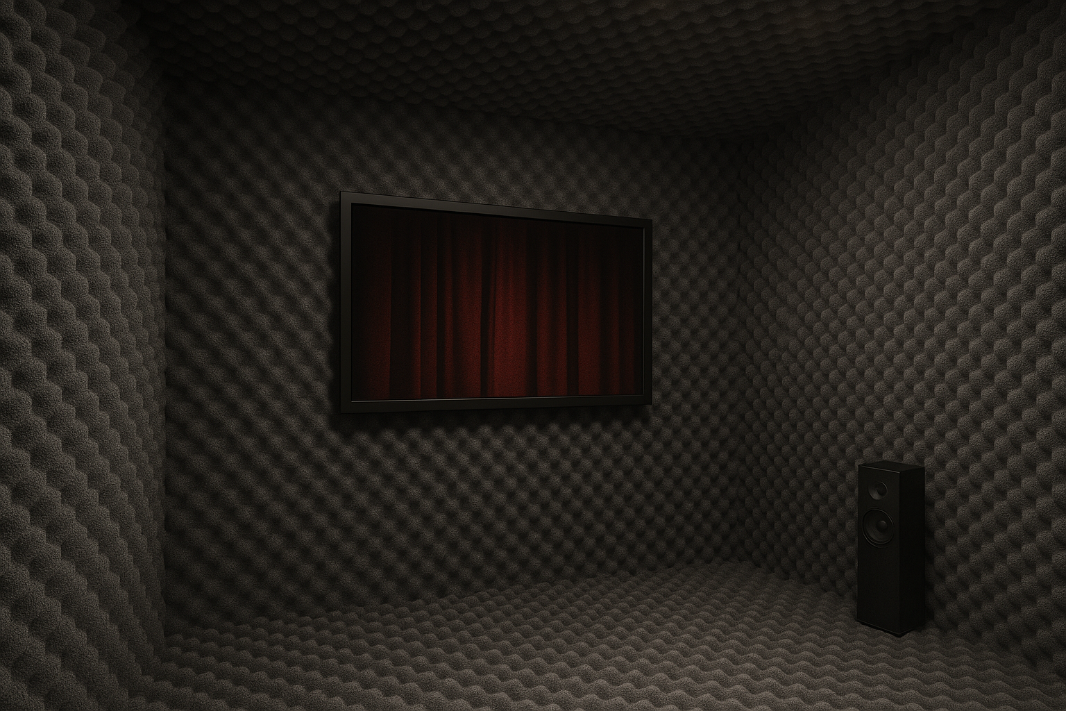 Acoustic foam panel packs (50 mm egg-crate foam) installed in a soundproof room