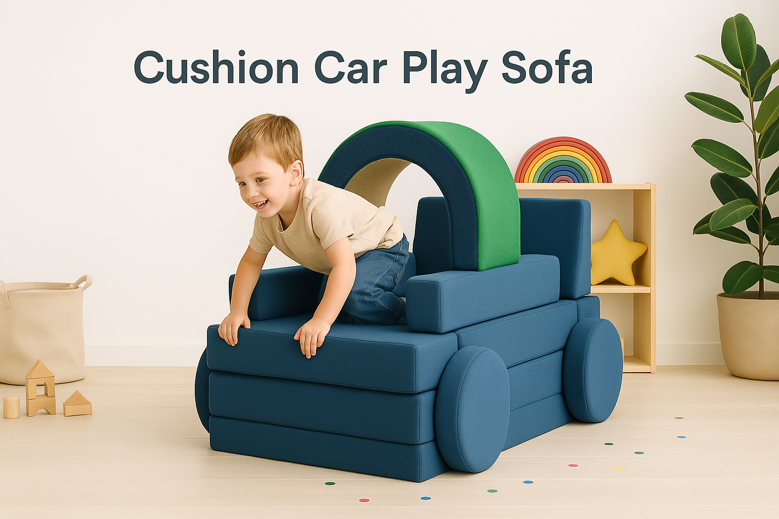 Boy playing On Cushion Car Play Sofa