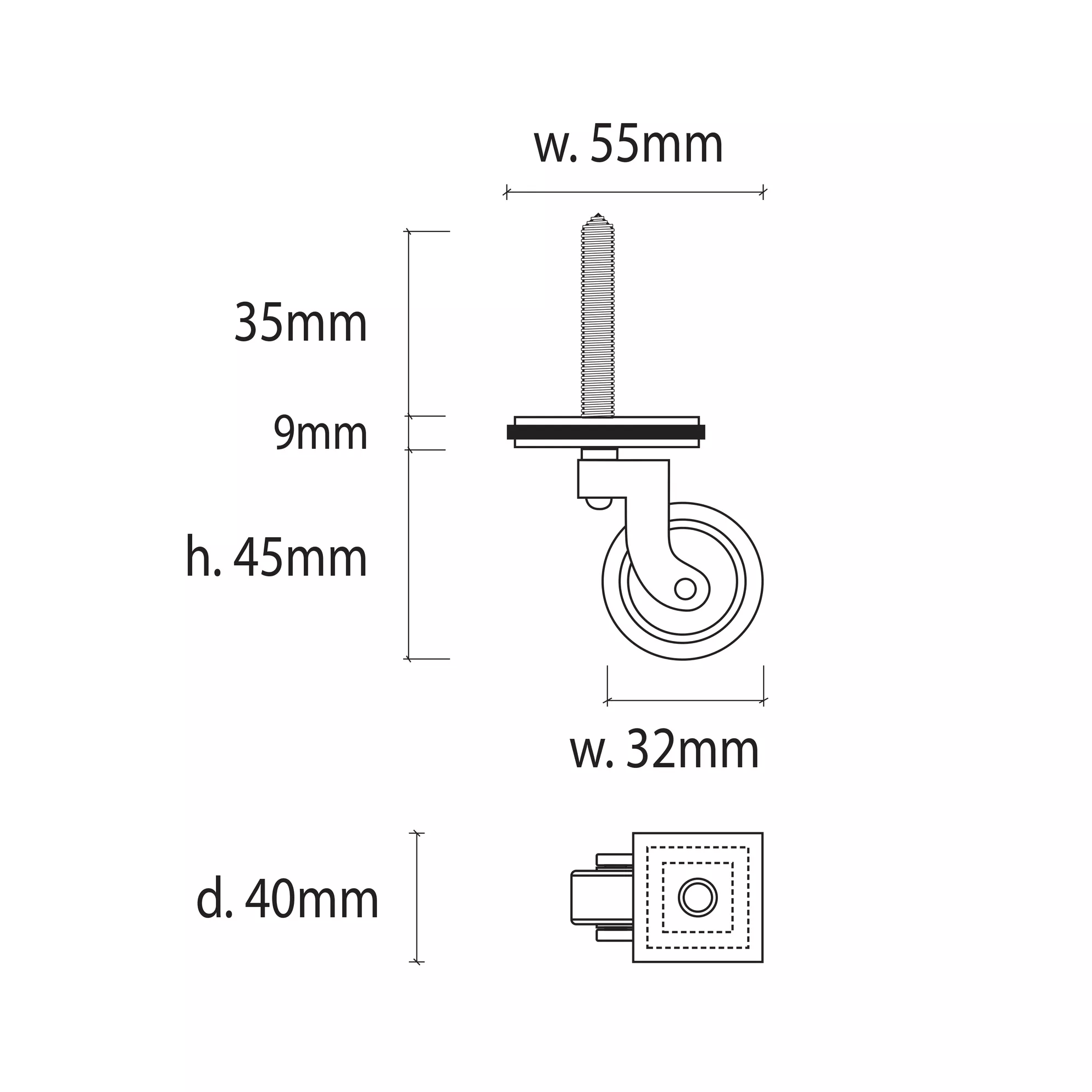 Castor Plate & Screw Chrome - Image 2
