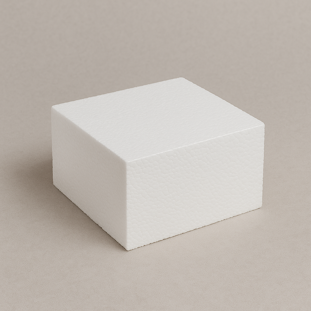White polystyrene plumbing block