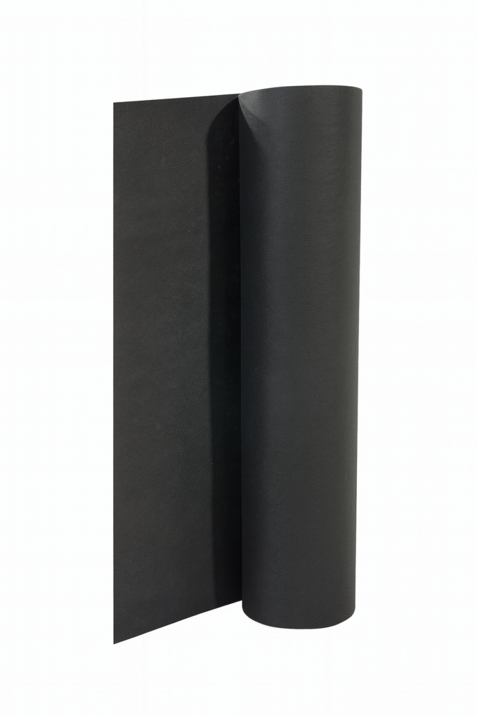 Roll of black bottom cloth made from spunbond polypropylene fabric for upholstery dust covers