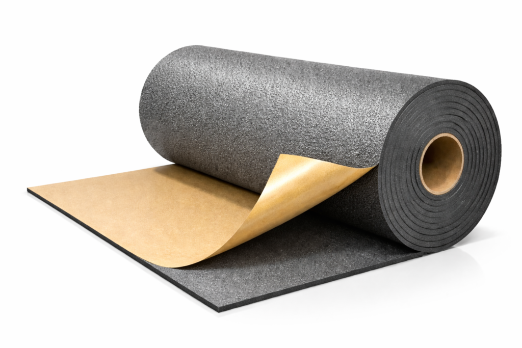 Unrolling IXPE foam with adhesive